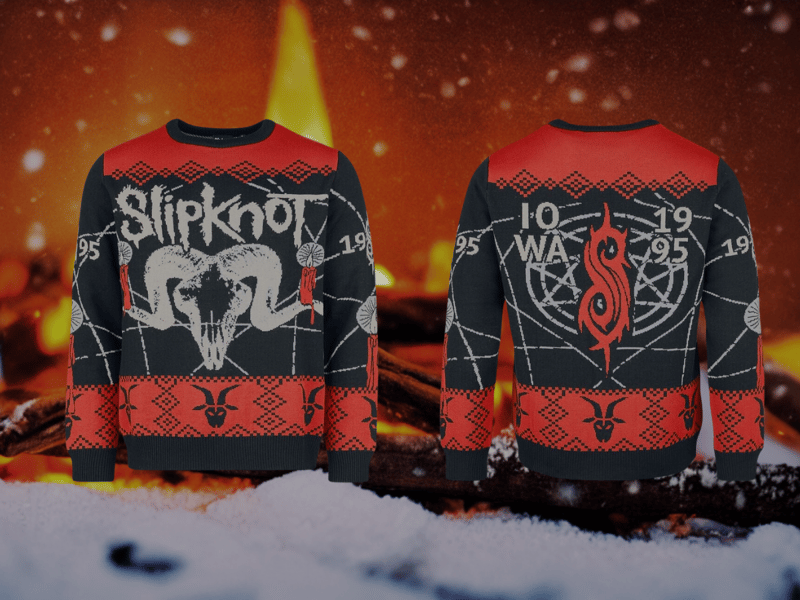 Unleash your inner chaos this Christmas with a Slipknot-inspired jumper featuring artwork from their legendary Iowa album. Known for their masked personas, brutal riffs, and dark, haunting lyrics, Slipknot is the last band you'd expect to see rocking a Christmas sweater. But that’s what makes this design so perfect for metalheads who want to combine the festive spirit with a bit of edge.