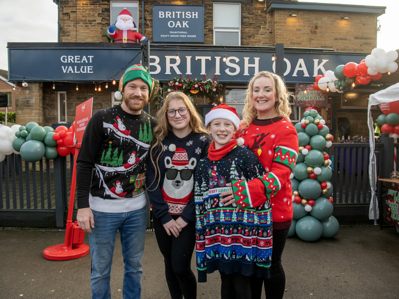 Landlord and lady of the British Oak Matthew and Tracey Leadbeater with their children Jessica and Taylor