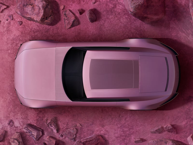 A top down view of the Type 00 concept in 'Miami Pink'