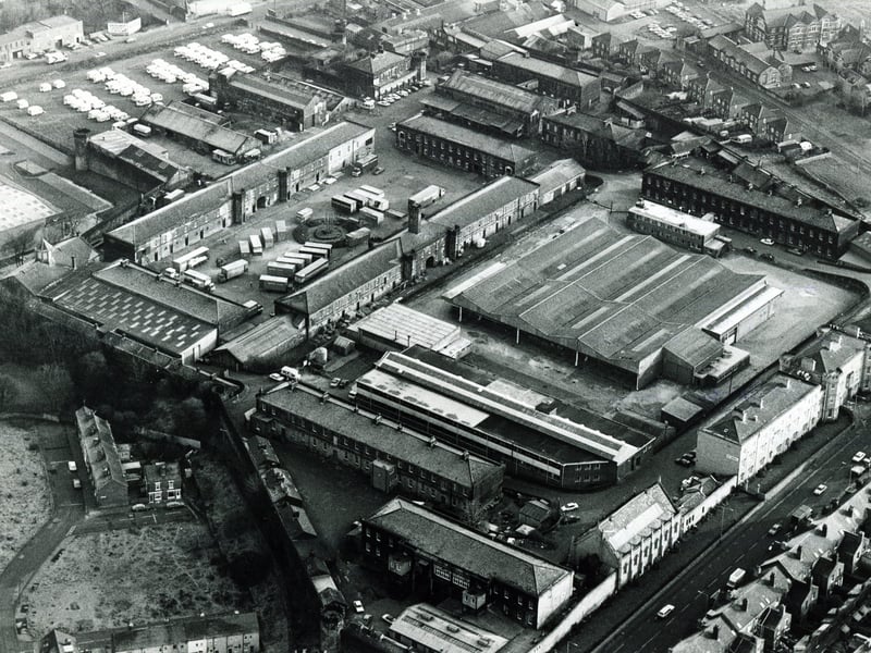 Looking down on Hillsborough Barracks, Sheffield, in 1987