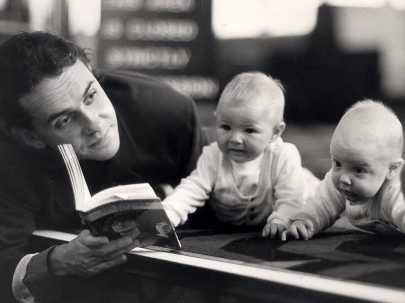Director Stephen Pimlott auditions toddlers at Sheffield's Crucible Theatre in October 1987