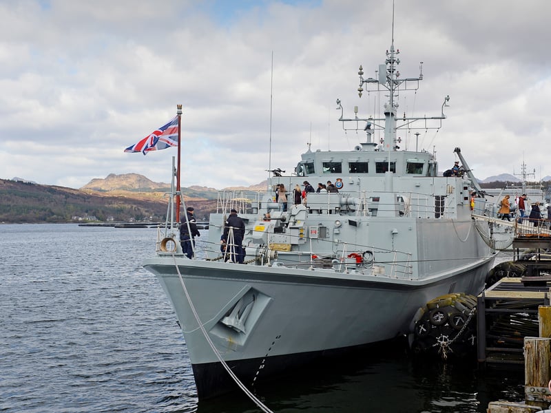 HMS Blyth, Sandown-class minehunter, sold to Romania in 2023 after being decommissioned in 2021. She was known for being permanently stationed in the Gulf, scouring the seabeds for explosive ordinances