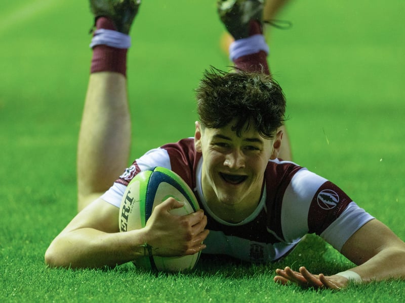 A George Watson's College try during the Under-18 shield final at Murrayfield. (Photo by Mark Scates / SNS Group)