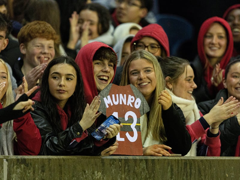 Stewart's Melville College fans show their support during the Under-18 Schools Cup final at Murrayfield.