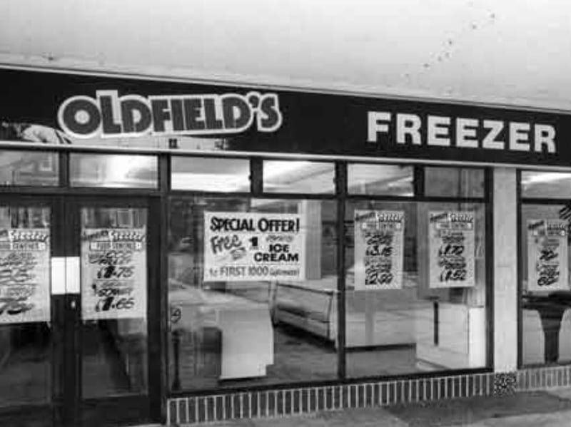 Oldfield's Freezer Centre, Berkeley Precinct, Ecclesall Road, Sheffield, in September 1985