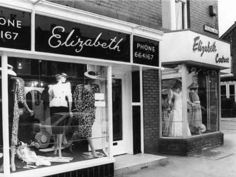 Elizabeth Couture fashion shop on Ecclesall Road, Sheffield, in May 1987