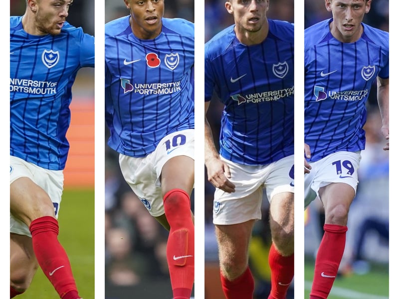 The details on the returns of (left to right) Jordan Williams, Kusini Yengi, Conor Shaughnessy and Jacob Farrell and Pompey's injured players have been detailed.