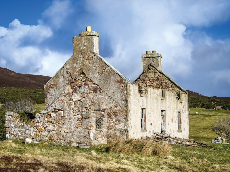 The missing roof charts the demise of this once-ample house. Photographer Angus Mackay said changes to rural life can be charted through the once-busy homes that now slowly decline. 