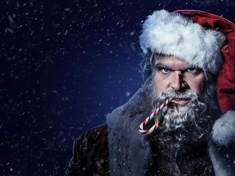 n this over-the-top action flick, Santa Claus himself takes on a group of mercenaries threatening a family’s Christmas. Think Die Hard, but with Santa in the lead role - and played by 'Stranger Things' actor David Harbour.