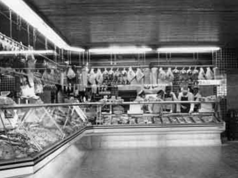 Mattocks of Sheffield, butchers, on Pinstone Street, in January 1986
