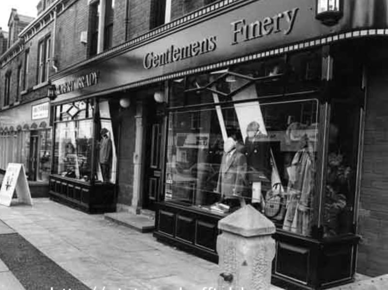 Robert Brady, gentlemens outfitters, on Ecclesall Road, Sheffield, in 1982