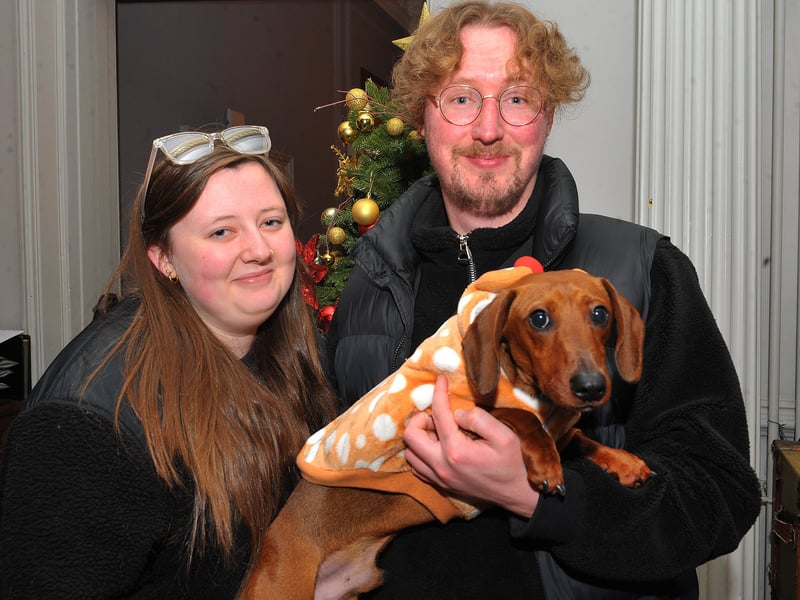 Cameron Quill and Abigail Thompson of Kirkstall with Wilbur.