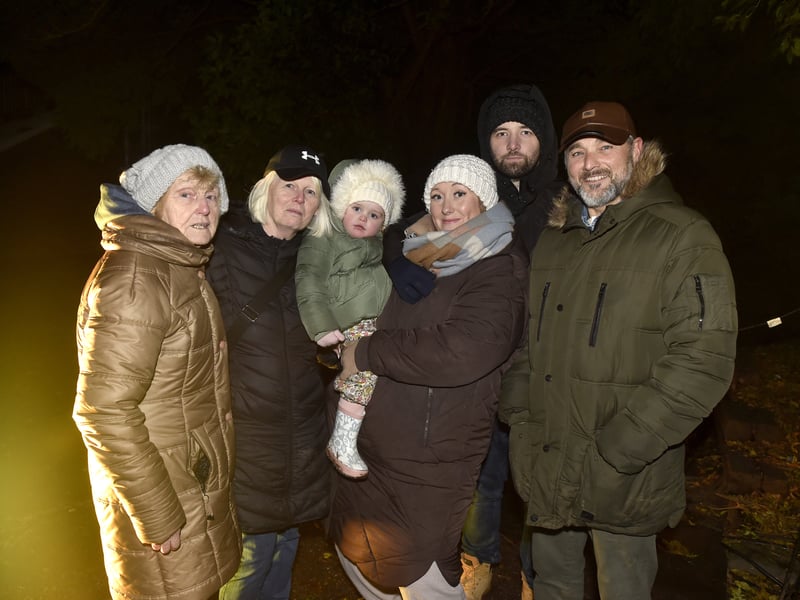 Pictured is: (l-r) Marina Moran, Lorraine Moran, Amelie Moran (2), Jessica Berry, Rob Moran and Larry Gregory all from Waterlooville. Picture: Sarah Standing (081224-7521)
