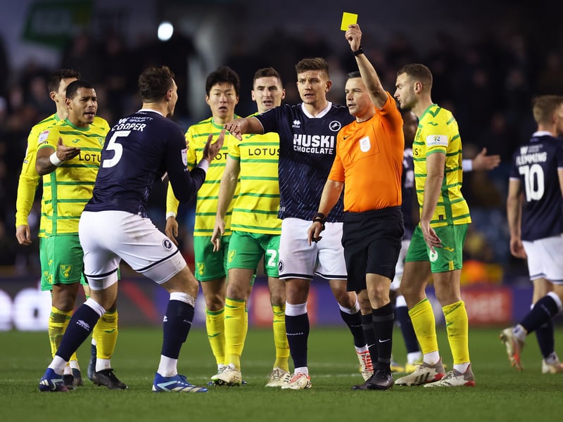44 yellow cards, 1 red card