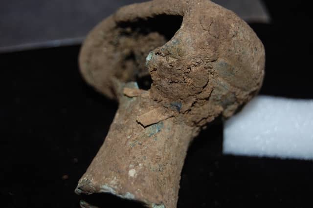 A Pictish spearbutt discovered close to East Lomond hillfort in Fife is believed to have been used in close contact.