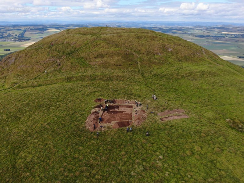East Lomond Hillfort near Falkland in Fife where the bronze Pictish spearfort was found. The summit was once the site of the chief fortress of the Venicones tribe (a Celtic name meaning ‘the hunting hounds’). After the fall of the Roman Empire, the fort became home to Pictish kings as part of the Kingdom of Fib. This is how Fife came to have its name.