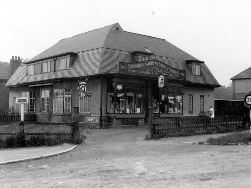 Cookridge Gardens, Supply Stores at number 1, The Crescent, Otley Road. Pictured in July 1936.