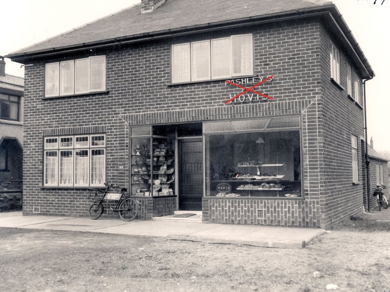  Pashley's Bakery at 473 Otley Road. Markings have been added to the photograph by City engineer in regards to illegal sign. Pictured in October 1938.
