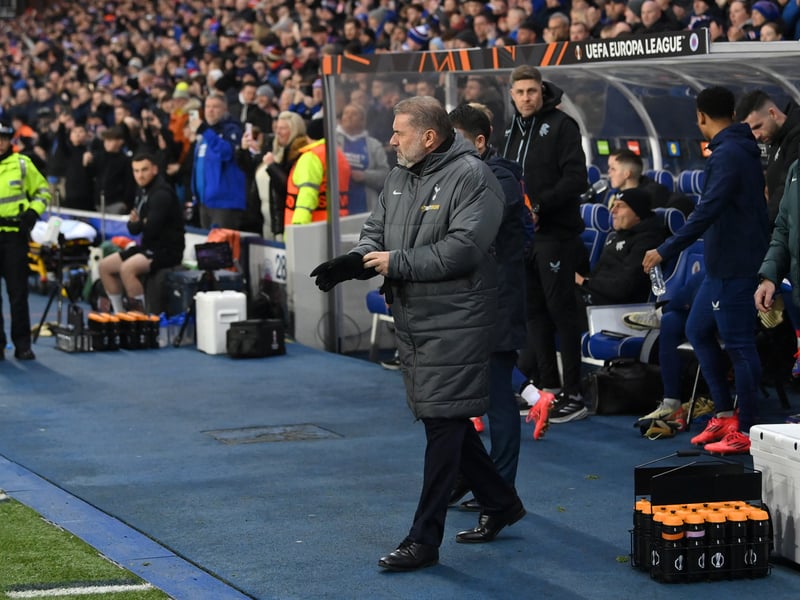 Ange Postecoglou enters the pitch prior to kick-off.