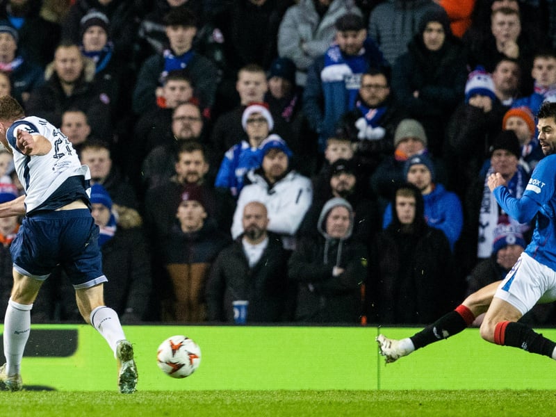 Rangers fans watch on as Tottenham's Dejan Kulusevski scores to make it 1-1.