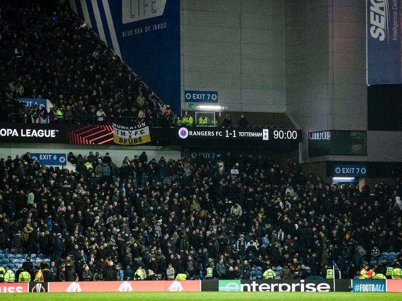 The Spurs away end at Ibrox.