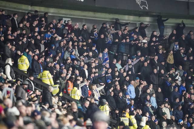 Pompey fans were unbowed in the face of a Derby County battering at Pride Park.