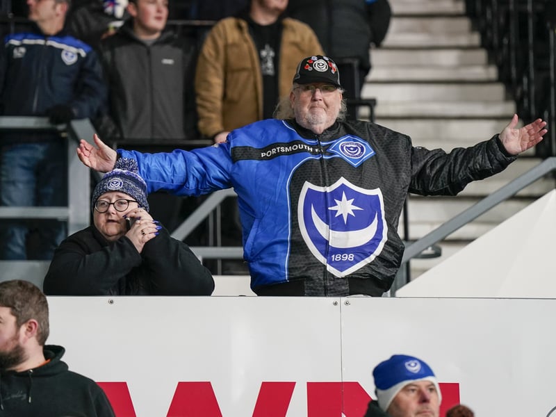 Pompey fans were unbowed in the face of a Derby County battering at Pride Park.