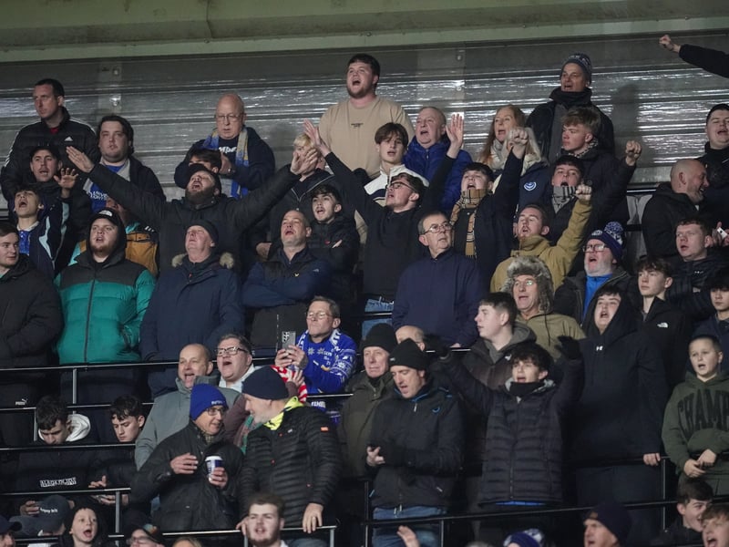 Pompey fans were unbowed in the face of a Derby County battering at Pride Park.