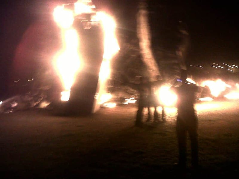 The dinosaur on Southsea Common on fire Picture: Scott Clarke