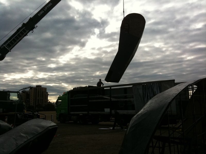 Luna Park during its installation on Southsea Common