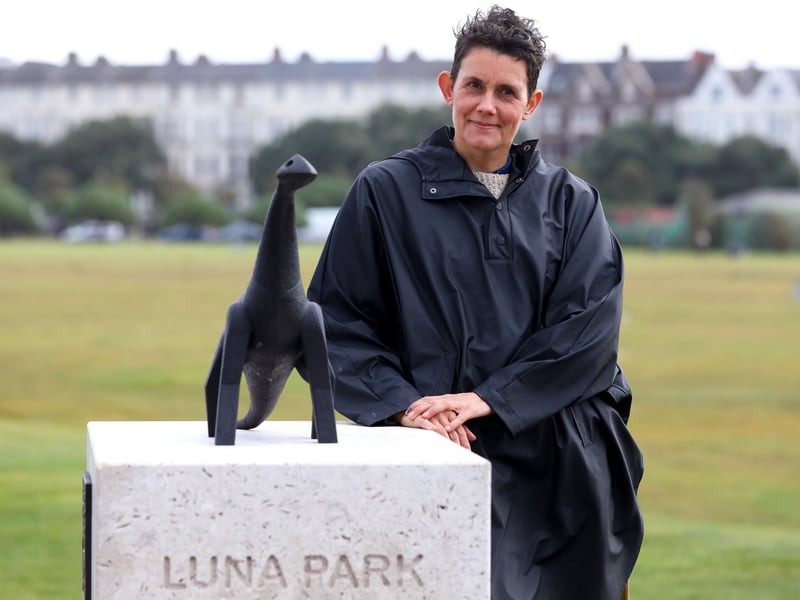 Artist Heather Peak unveiling Luna Park 2021. Artist.Picture: Sam Stephenson