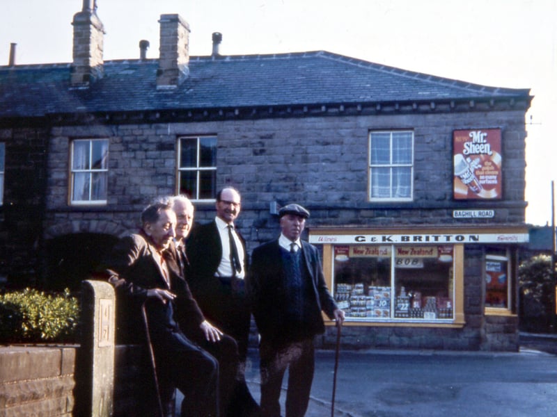A group of local men outside a house in Westerton Road in the 1970s once belonging to the Aldred family. It is located near Garthwaite's Corner on Westerton Road.