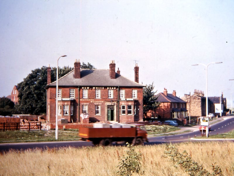 The New White Bear from Tingley Roundabout, formerly Tingley Crossroads in the 1970s. This photo was taken before the dual carriage way was introduced.