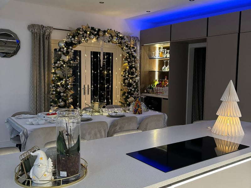 Scotland's Christmas Home of the Year, Mistletoe House, Cumbernauld. There are trees in almost every room at Mistletoe House