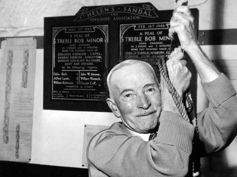 John William Moxon had  been ringing bells since he was a young boy.  He rang for approaching three-quarters of a century at the Parish Church of St. Helen, In May 1969, at the age of 92, he was getting ready to celebrate 80 years in the belfry. "It's kept me going all my life," he said.