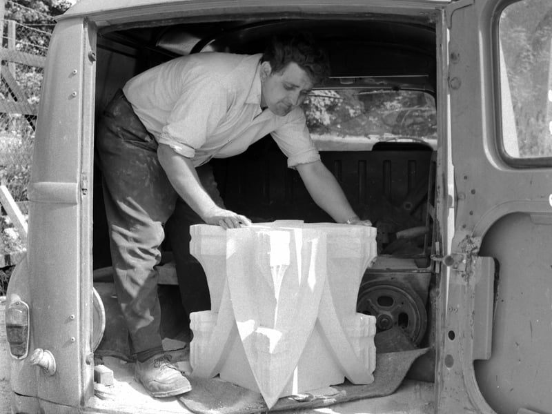 Stone mason D. McKay in July 1969.
