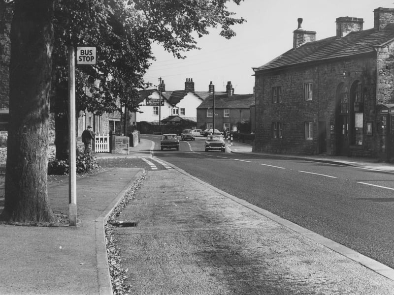 Long Preston near Settle which has won the award for the Yorkshire Dales Area in the best kept village competition for 1969. Traffic on the Settle Road passes through the village in August 1969.