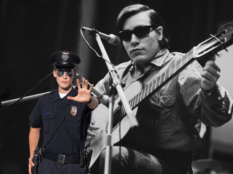 Actual lyric: "Feliz Navidad." / Misheard as: "Police got me down."