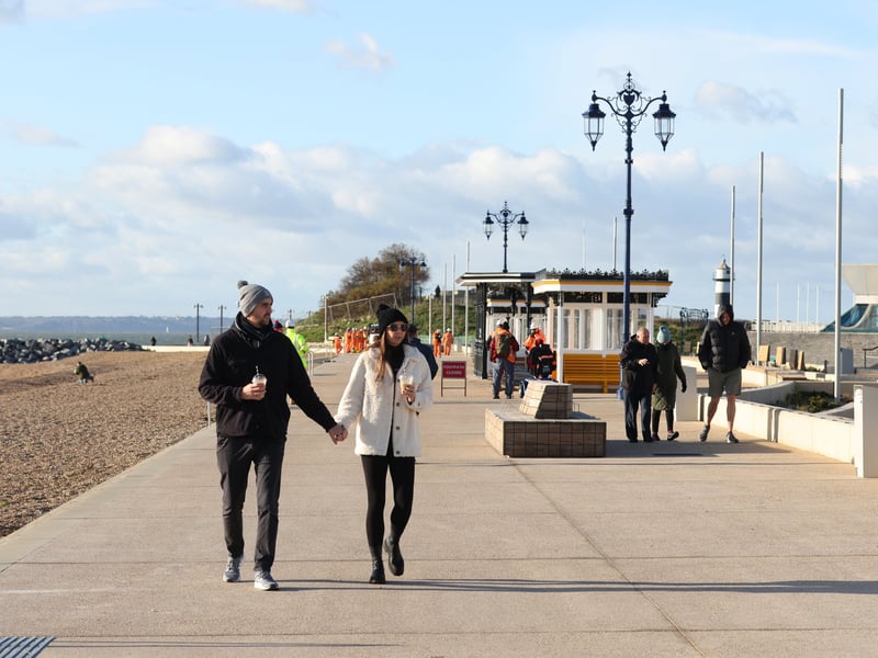 The next phase of sea defences pictured open at Speakers' Corner - the area in front of the Pyramids.