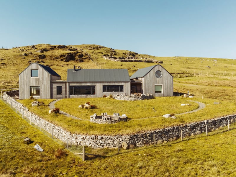 The Writer's House was designed by Porteous Architecture, which has offices in Stornoway and the Isle of Harris. Husband and wife team Duncan and Fiona Porteous seek to build contemporary homes that work with the island landscape and the extreme environment.
