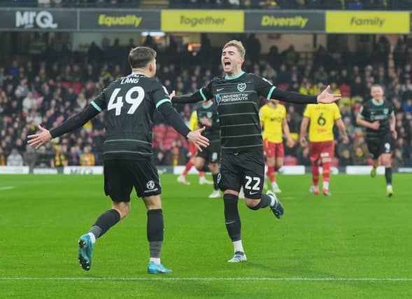 Zak Swanson was Pompey's man of the match at Watford
