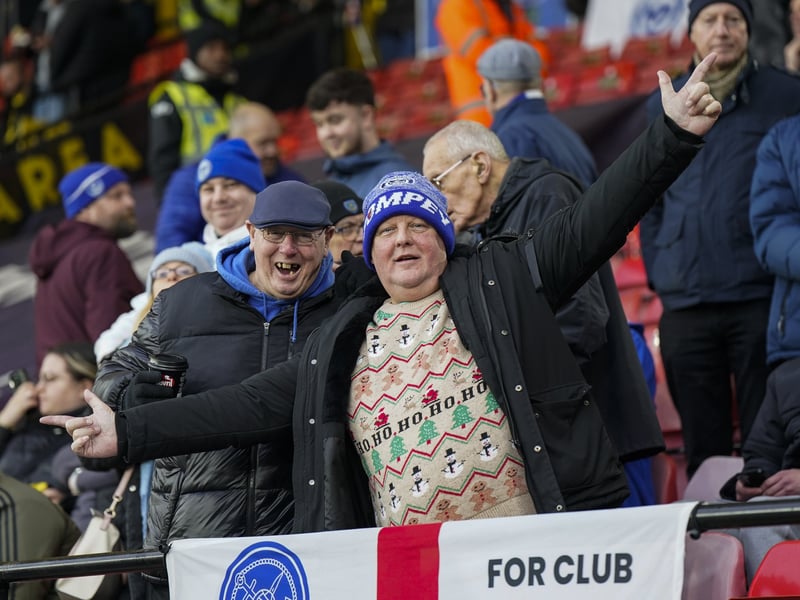 Pompey fans were in full voice as they backed their side in the Championship clash with Watford on Boxing Day.