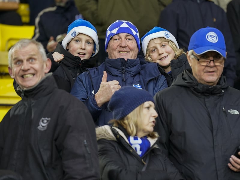 Pompey fans were in full voice as they backed their side in the Championship clash with Watford on Boxing Day.