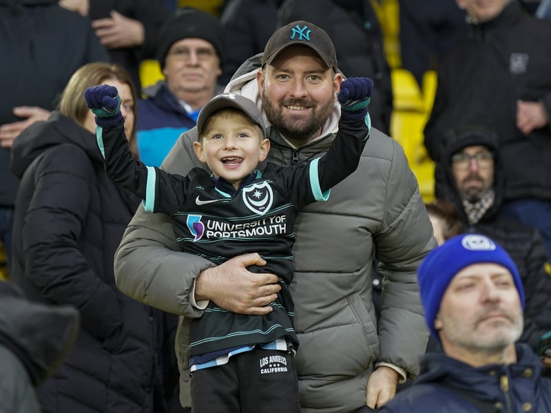 Pompey fans were in full voice as they backed their side in the Championship clash with Watford on Boxing Day.