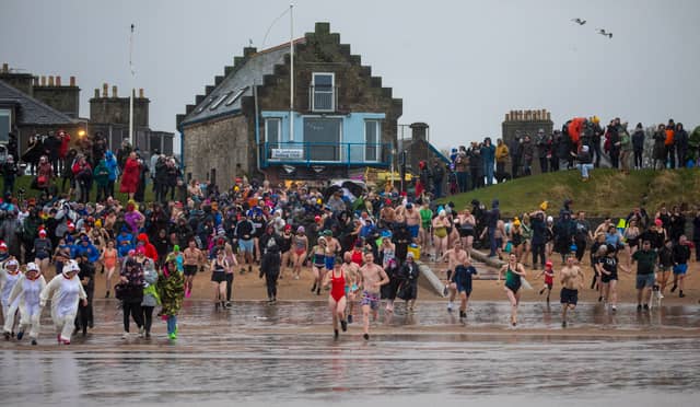St Andrews New Year Dook on East Sands