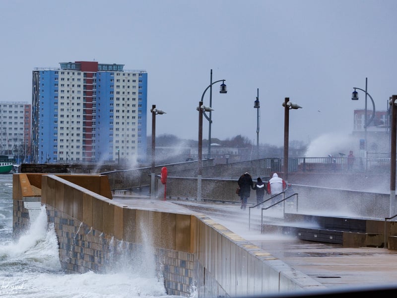 Waves batter the defences as a yellow weather warning for strong winds has been issued. 


Picture: Marcin Jedrysiak 