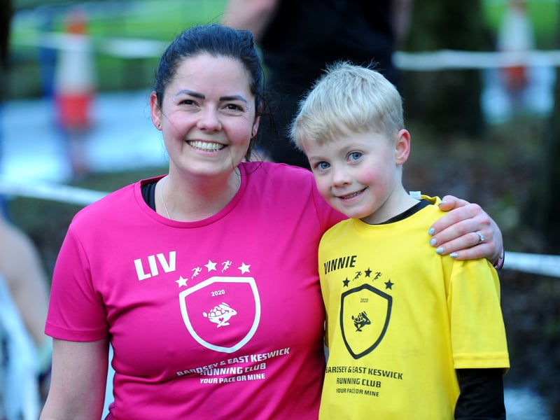 Olivia Lynan and son Vinnie, six, who run with the Bardsey and East Keswick running club 