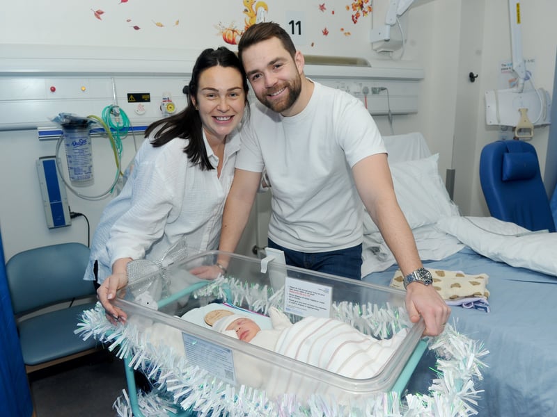 The due date was Boxing Day but Laura did not go into labour until New Year's Eve. Laura said all the staff at QA were amazing and made it a nice experience for them.