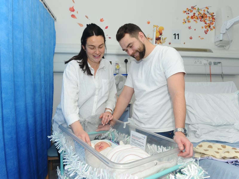 Laura and David watched the fireworks go off on top of Portsdown Hill during her labour with Blake arrived. Laura said "Labour was pretty intense but then it got to midnight and all the fireworks went off, it was actually really nice."
Picture: Sarah Standing (010125-1085)