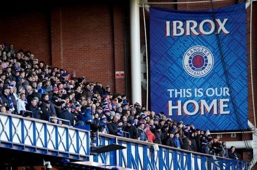 Rangers fans during the Scottish Premiership match at Ibrox Stadium.